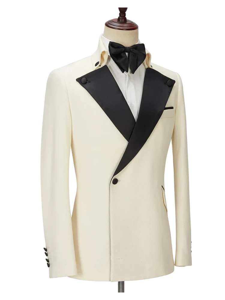 Mens One Button White Suit